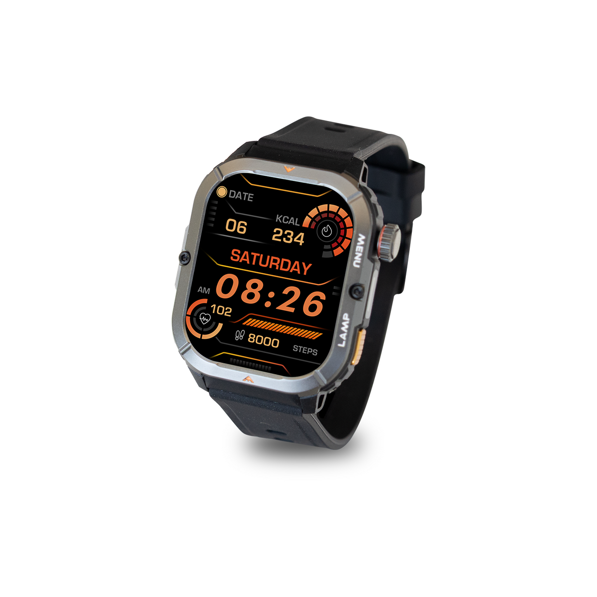AGM Legion 3 | Smartwatch | Pantalla AMOLED | Batería de 500mAh | Llamadas por Bluetooth | Monitor de Frecuencia Cardíaca | Resistencia al Agua 5ATM | Linterna LED | Reloj Deportivo Robusto Cuadrado