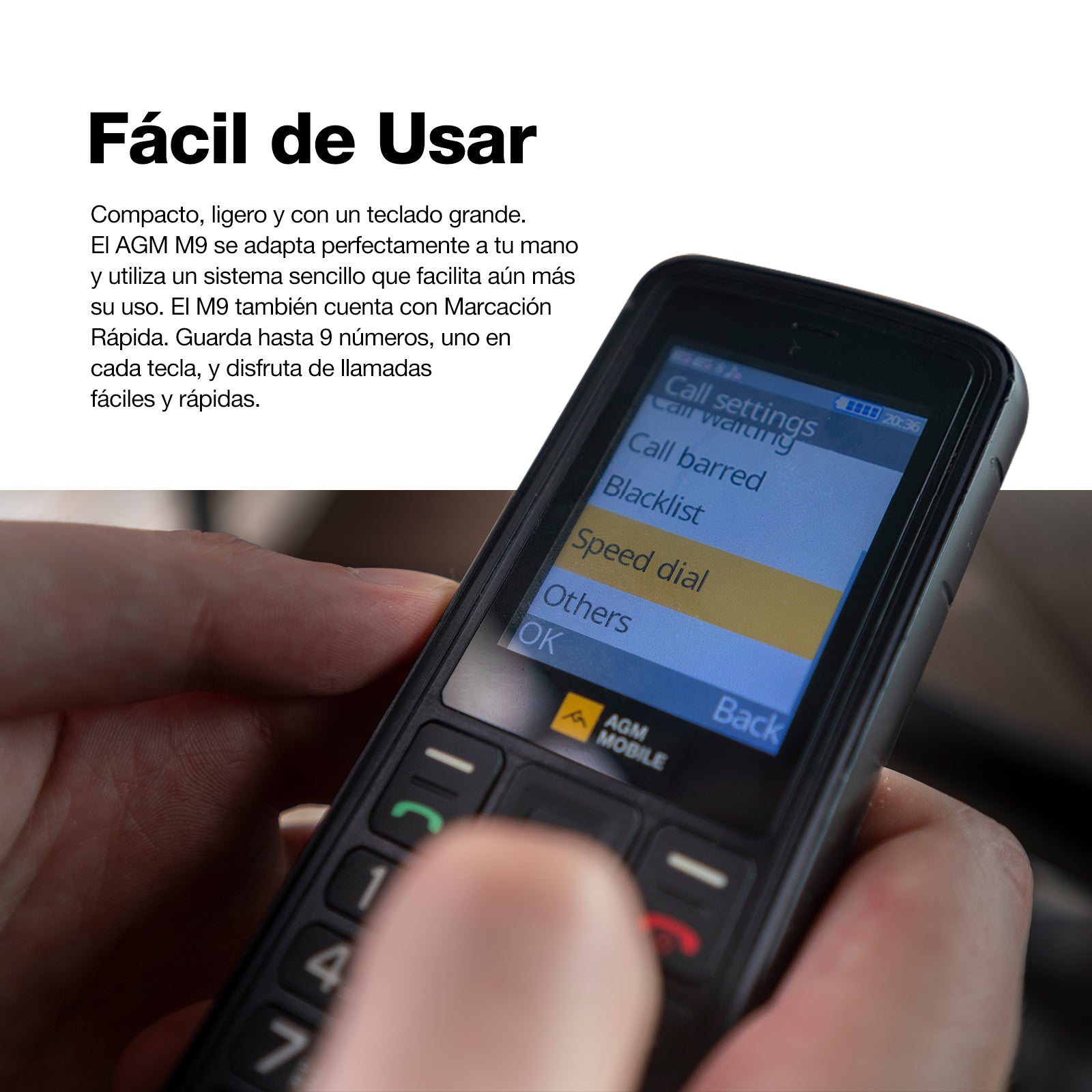 AGM M9 | Resistente | 2G | Ergonómico | Fácil de usar | Marcación rápida | Doble SIM