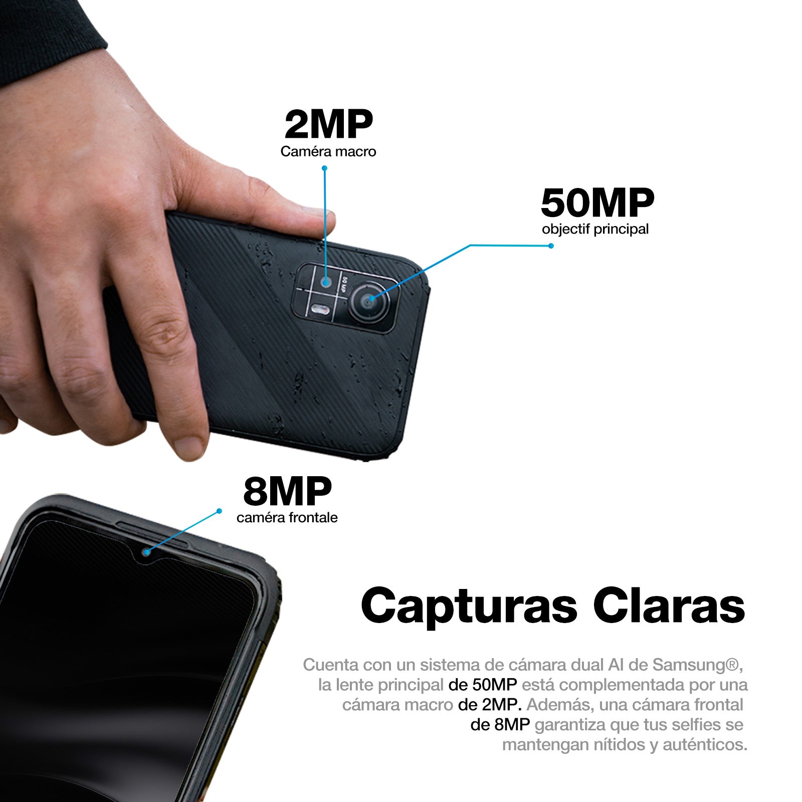 AGM H6 LITE | Ultradelgado | Resistente | Pantalla de 6.56 pulgadas a 90 Hz | 4 GB de RAM + 4 GB de RAM Virtual Expandida + 128GB ROM | Android 13