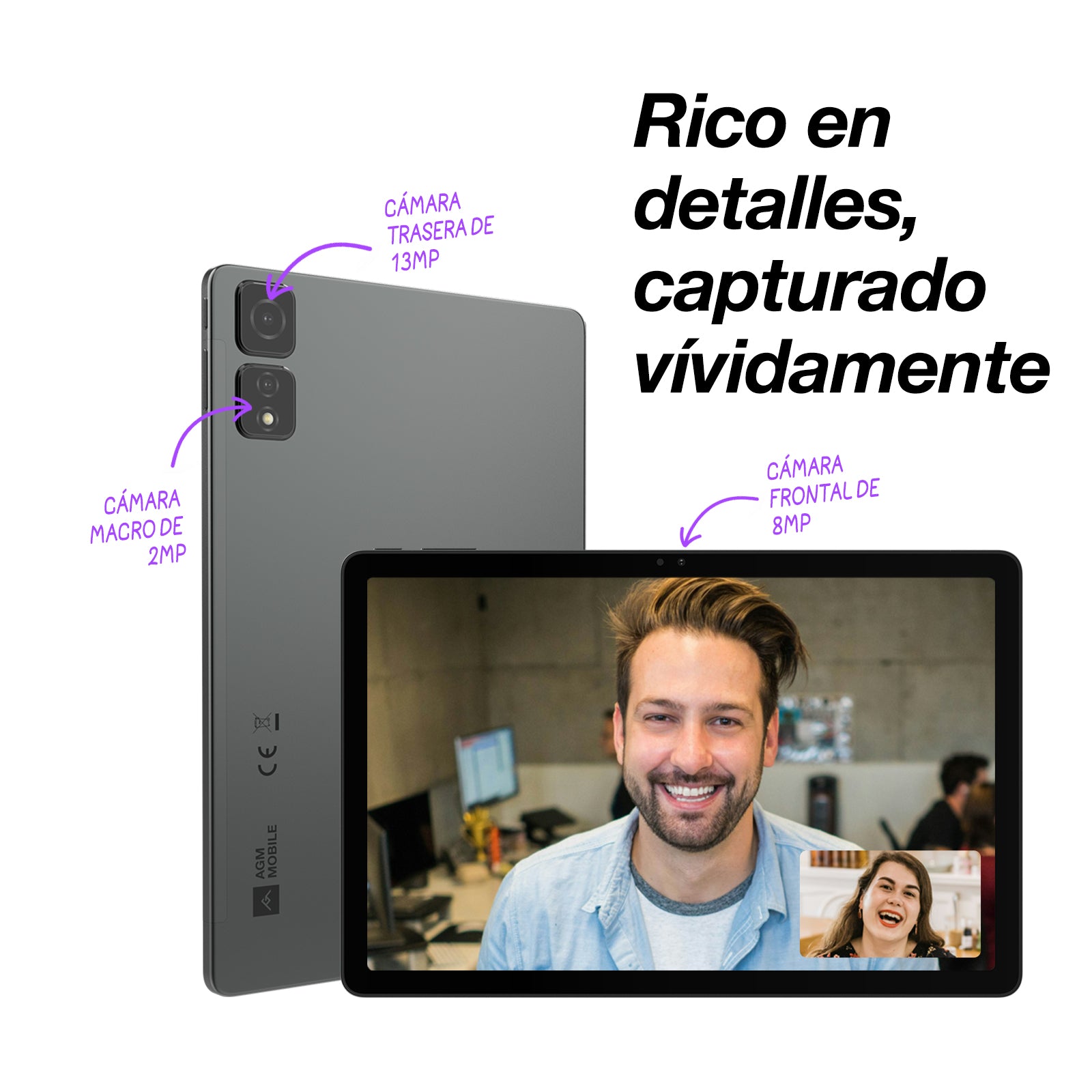 AGM PAD T2 | 500 Nits de brillo|11" FHD+|256GB|Procesador MTK G91|Android 14|Batería de 8000 mAh