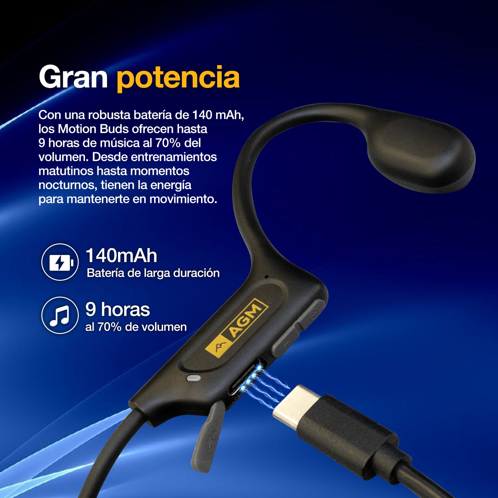 AGM Motion buds | IP68 Resistente al agua | Auriculares para entrenamiento de natación | Auriculares Bluetooth | Auriculares inalámbricos de conducción ósea