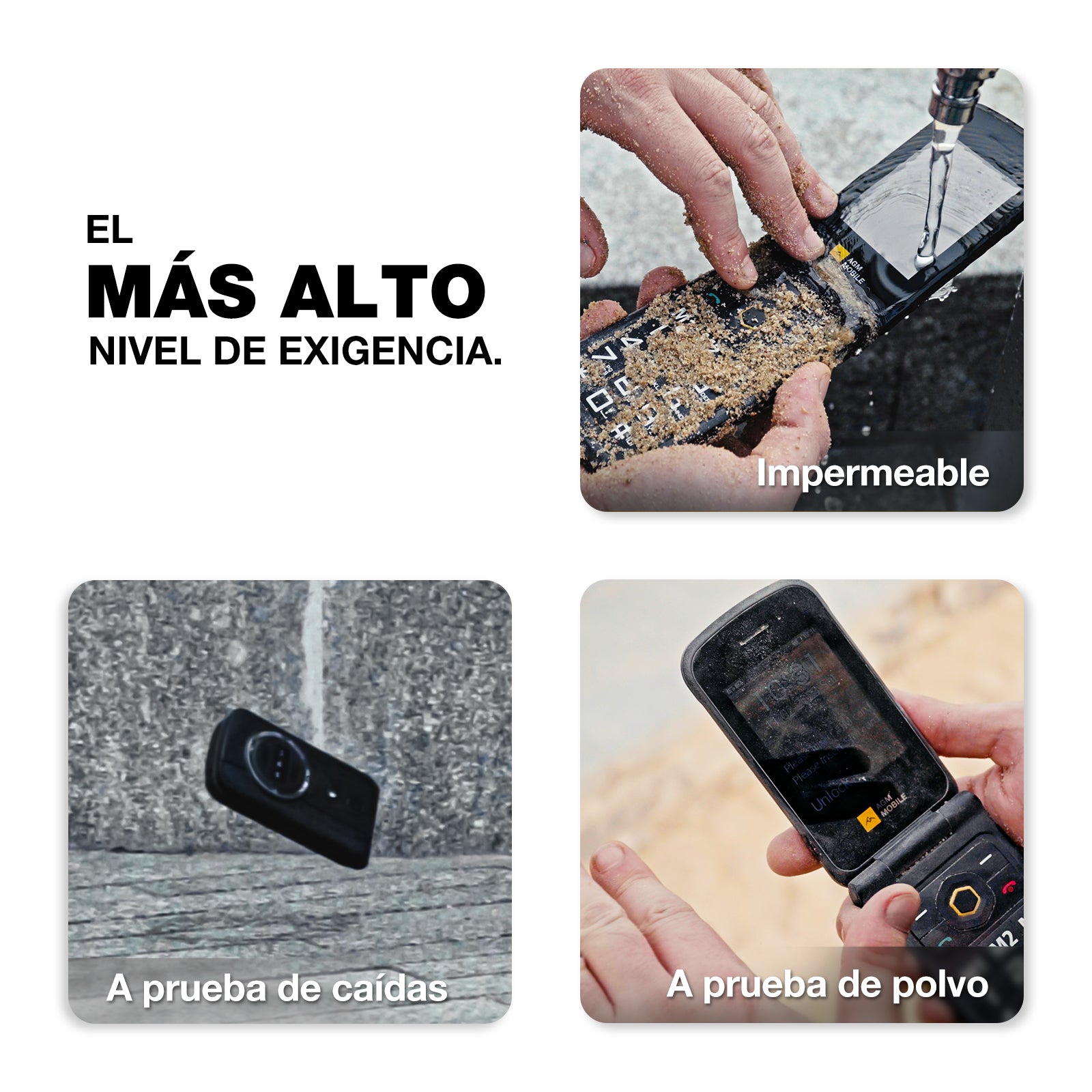 AGM M8 FLIP | Teléfono resistente 4G con tapa | Tecla de emergencia SOS | Llamada con un solo clic | Altavoz potente | Batería grande