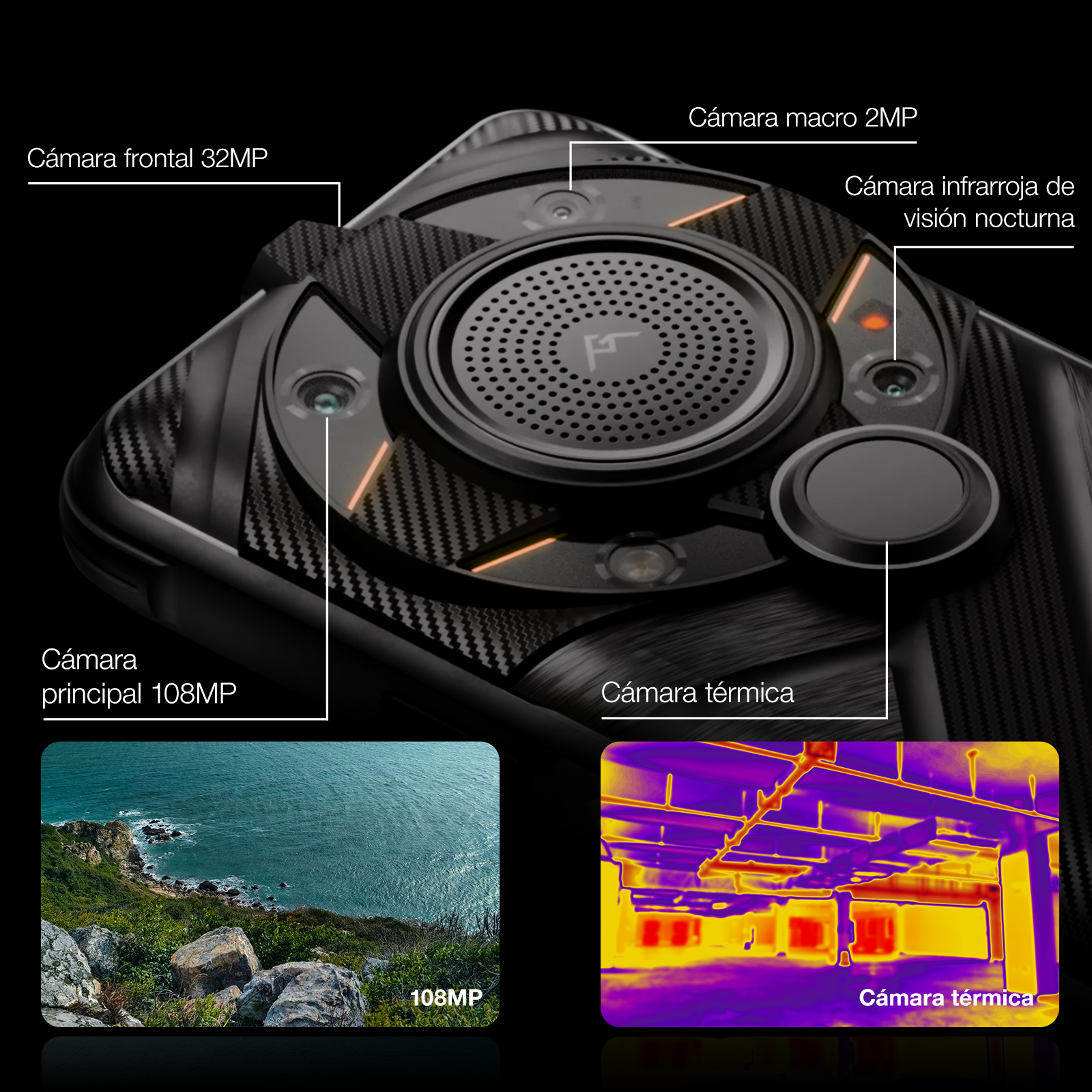 AGM G2 Guardian | Teléfono inteligente resistente desbloqueado 5G | Monóculo térmico de largo alcance : 500 m