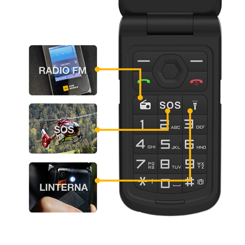 AGM M10|Alertas LED inteligentes|Doble SIM|Llamada SOS|Altavoz de alto decibelio