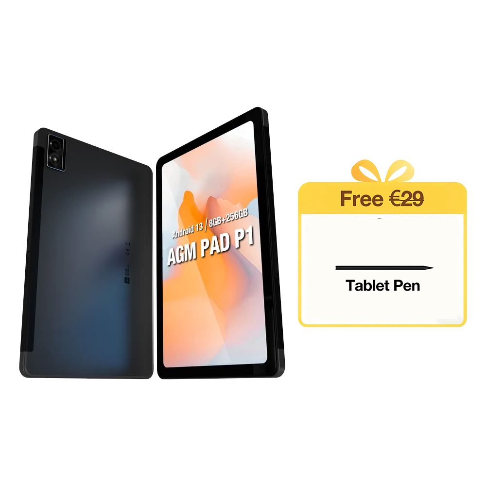 AGM PAD P1 | Tablet resistente 4G LTE | Potente chipset | Resistente al agua | Ligero | Gran pantalla 1200*2000 FHD | Batería grande | Android 13