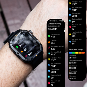 AGM Legion 3 | Smartwatch | Pantalla OLED | Batería de 500mAh | Llamadas por Bluetooth | Monitor de Frecuencia Cardíaca | Resistencia al Agua 5ATM | Linterna LED | Reloj Deportivo Robusto Cuadrado
