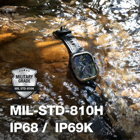 AGM Legion 3 | Smartwatch | Pantalla OLED | Batería de 500mAh | Llamadas por Bluetooth | Monitor de Frecuencia Cardíaca | Resistencia al Agua 5ATM | Linterna LED | Reloj Deportivo Robusto Cuadrado