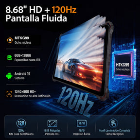 AGM PAD P3 | Tableta Robusta Compacta de 8.68″ | Helio G99 | IP68/IP69K | Resistente al Agua | Pantalla de 120Hz | eSIM | Android 16