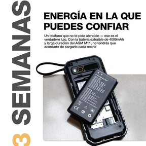 PREVENTA | AGM M11 | Teléfono Robusto con Power Bank | Carga Inversa por Cable | 4G LTE | Batería 4000mAh | Hotspot WiFi | Radio FM | Conector 3.5mm | IP68&IP69K | Resistente al Agua