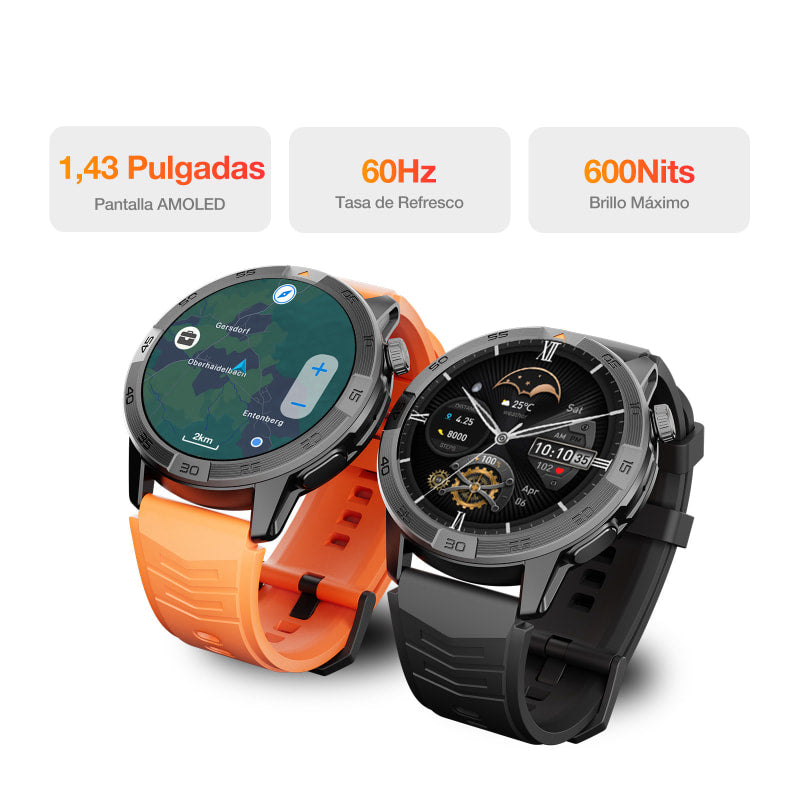 AGM Legion Pro | GPS | Mapas sin conexión | 5 ATM | Resistente al agua IP68 | 100+ modos deportivos | Smartwatch