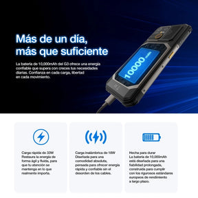 Preventa | AGM G3 | Teléfono Inteligente Resistente | 12GB+512GB | Batería 10000mAh | Cámara Frontal 50MP | Pantalla 120Hz | IP68 IP69K | Carga Inalámbrica