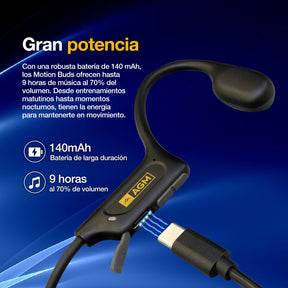 AGM Motion buds | IP68 Resistente al agua | Auriculares para entrenamiento de natación | Auriculares Bluetooth | Auriculares inalámbricos de conducción ósea