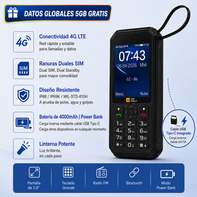 Preventa | AGM M11 | Teléfono MiFi 4G｜Hotspot Wi-Fi portátil｜Batería de 4000 mAh｜Resistente al agua IP68/IP69K｜Carga inversa por cable｜Radio FM｜Conector de 3,5 mm