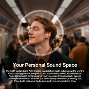 AGM BUDS 5 | ANC + ENC | 30h de reproducción | IPX4 | Control táctil