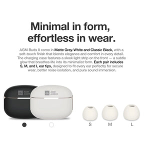 AGM Buds 8 | Sonido de rango completo de 13mm | ANC de -25dB | 6H de reproducción | Resistencia al agua IPX4
