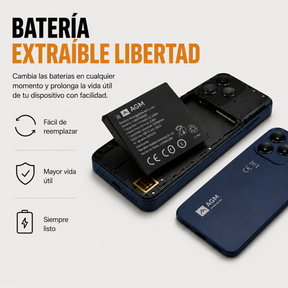 AGM Note N2 | Smartphone Android Compacto | 4,96" Smartphone de Bolsillo | Batería Extraíble | Android 16 Go