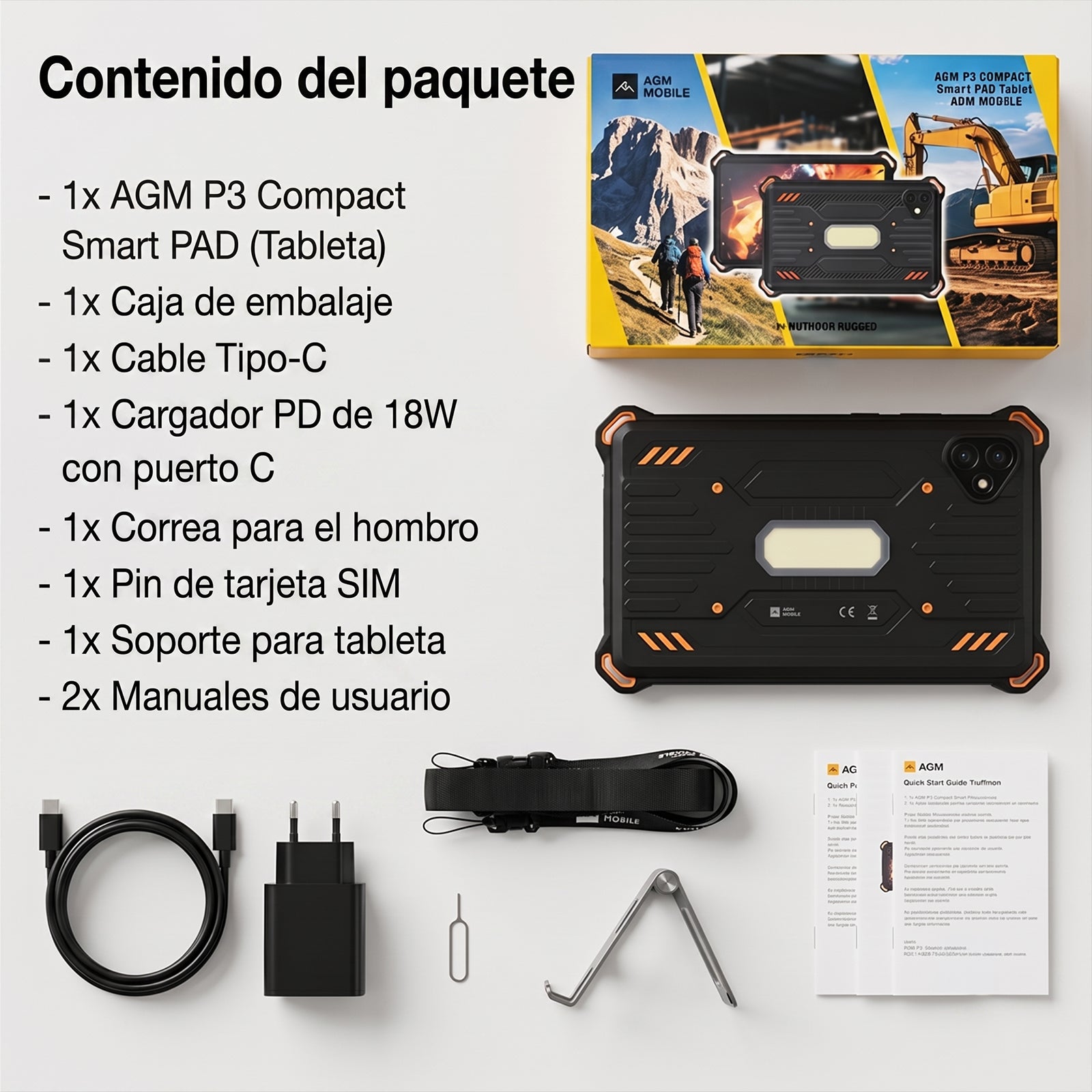 AGM PAD P3 | Tableta Robusta Compacta de 8.68″ | Helio G99 | IP68/IP69K | Resistente al Agua | Pantalla de 120Hz | eSIM | Android 16