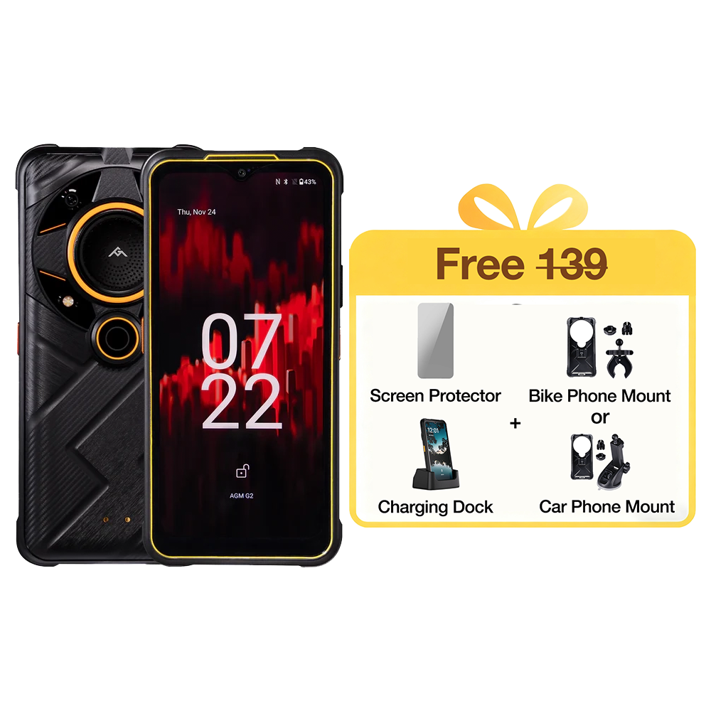 AGM G2 | Teléfono inteligente resistente desbloqueado 5G | Potente conjunto de chips | Pantalla FHD+ de 6,58' y 120 Hz | Batería de 7000 mAh | Androide 12