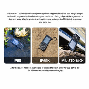 Preventa | AGM M11 | Teléfono MiFi 4G｜Hotspot Wi-Fi portátil｜Batería de 4000 mAh｜Resistente al agua IP68/IP69K｜Carga inversa por cable｜Radio FM｜Conector de 3,5 mm