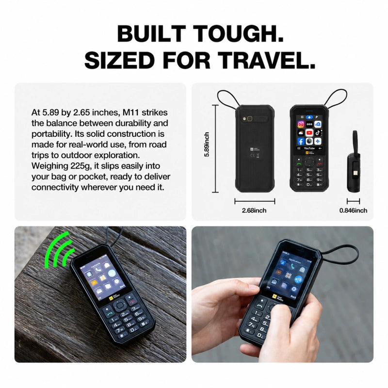 Preventa | AGM M11 | Teléfono MiFi 4G｜Hotspot Wi-Fi portátil｜Batería de 4000 mAh｜Resistente al agua IP68/IP69K｜Carga inversa por cable｜Radio FM｜Conector de 3,5 mm