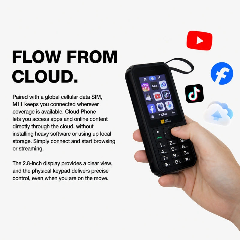 Preventa | AGM M11 | Teléfono MiFi 4G｜Hotspot Wi-Fi portátil｜Batería de 4000 mAh｜Resistente al agua IP68/IP69K｜Carga inversa por cable｜Radio FM｜Conector de 3,5 mm