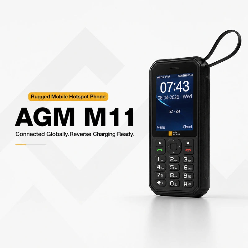 Preventa | AGM M11 | Teléfono MiFi 4G｜Hotspot Wi-Fi portátil｜Batería de 4000 mAh｜Resistente al agua IP68/IP69K｜Carga inversa por cable｜Radio FM｜Conector de 3,5 mm