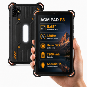 AGM PAD P3 | Tableta Robusta Compacta de 8.68″ | Helio G99 | IP68/IP69K | Resistente al Agua | Pantalla de 120Hz | eSIM | Android 16